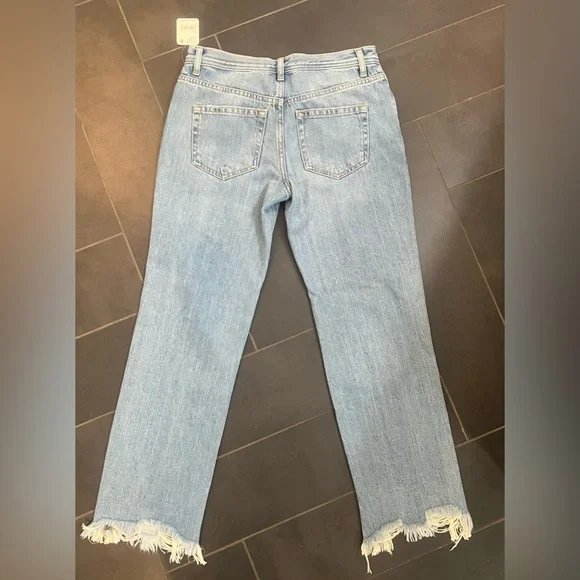 Free People Maggie Midrise Straight Jean, Size 25, NWT, Light Stone - Picture 8 of 14